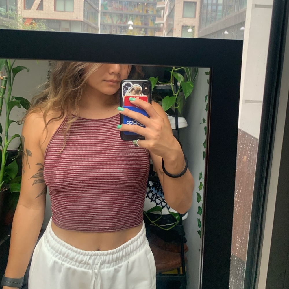 Ribbed knit cross back tank